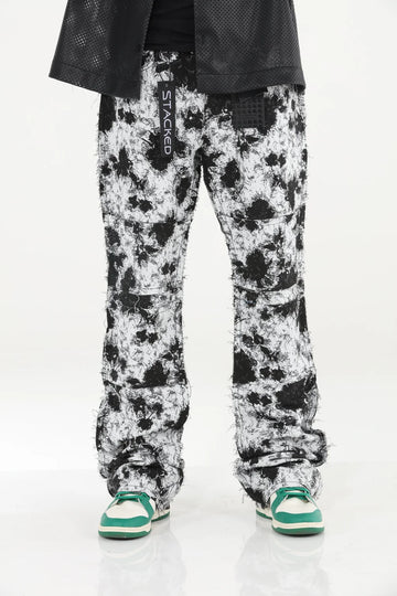 Black/White Floral Tapestry Stacked Flare
