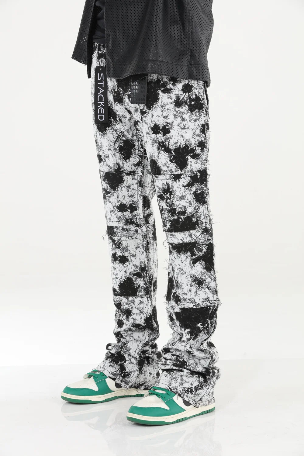 Black/White Floral Tapestry Stacked Flare