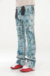 Blue Floral Stacked Flare Jeans