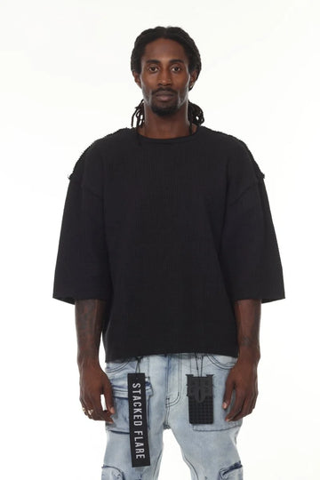 Oversized Cropped Waffle T-Shirt