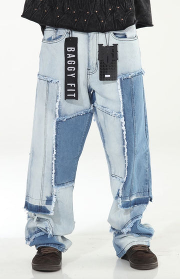 Light Stone Wash Baggy Fit Denim Jeans