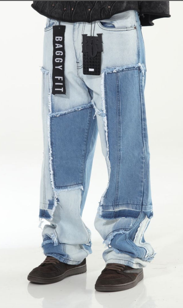 Light Stone Wash Baggy Fit Denim Jeans