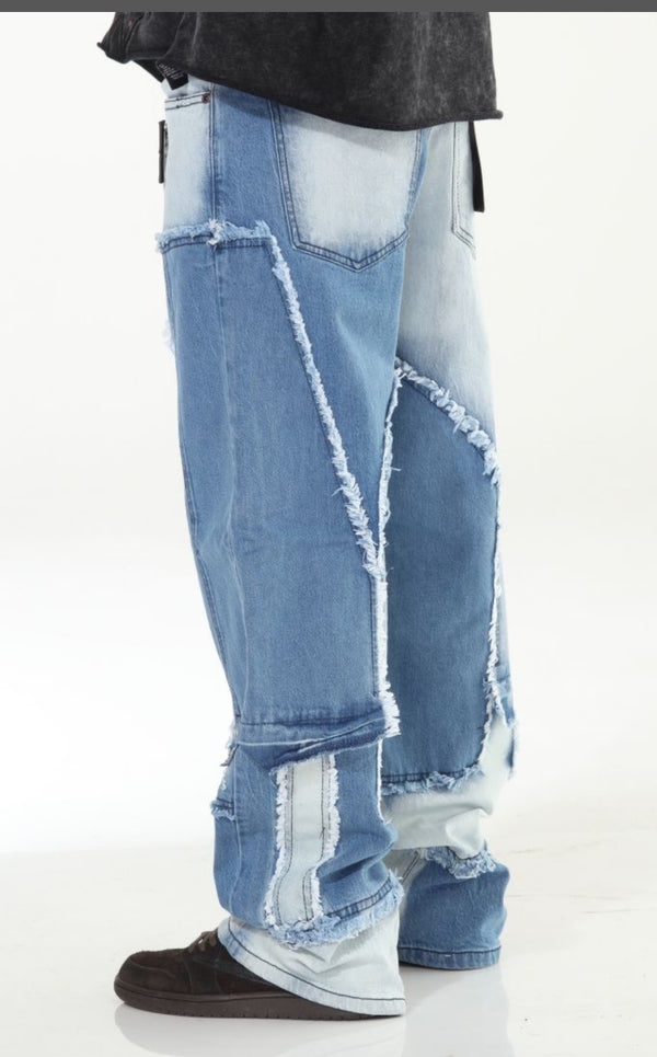 Light Stone Wash Baggy Fit Denim Jeans