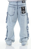 ICE Stone Wash Pocket Baggy Fit Denim Jeans