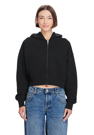 Women’s Relaxed Cropped Zipper Hoodie Fleece Sweatshirt