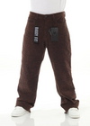 All Over Textured Brown Baggy Jeans
