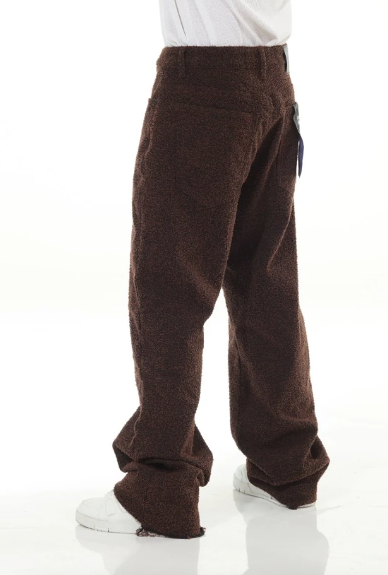 All Over Textured Brown Baggy Jeans