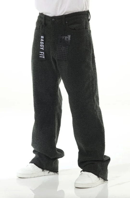 All Over Textured Brown Baggy Jeans