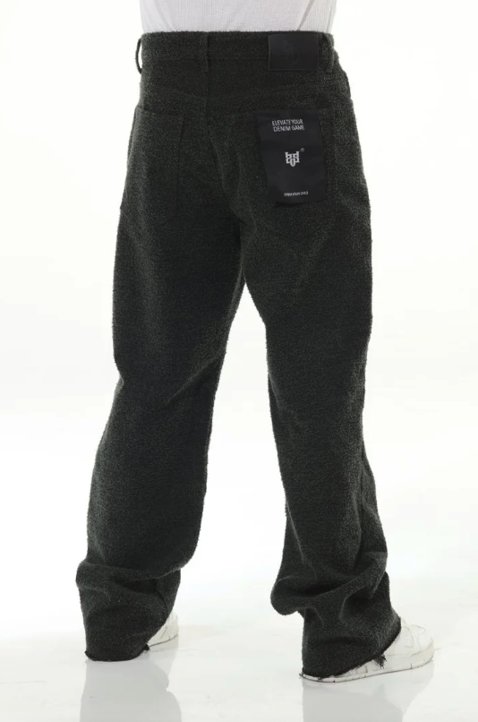 All Over Textured Brown Baggy Jeans