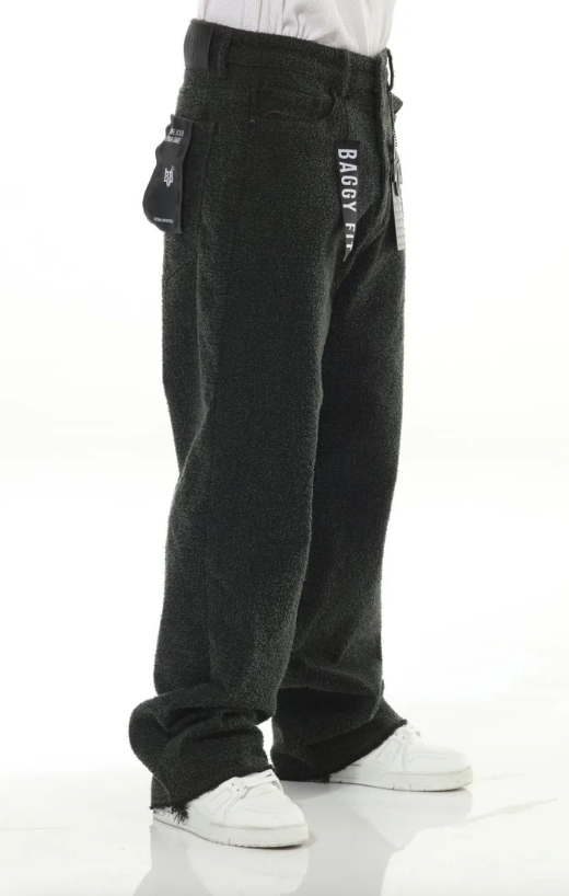 All Over Textured Brown Baggy Jeans