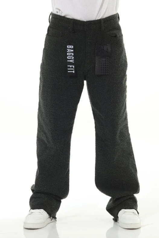 All Over Textured Brown Baggy Jeans